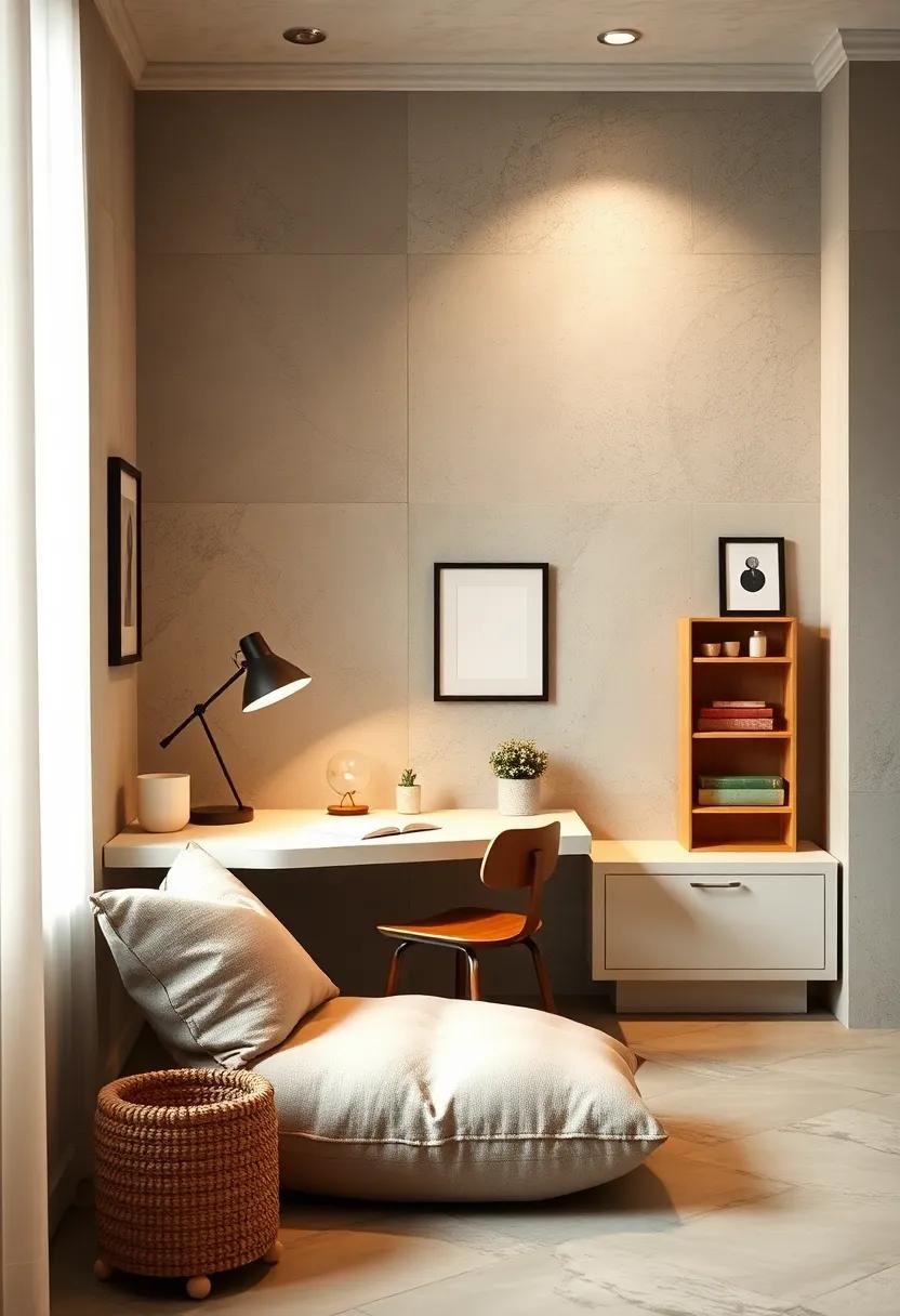 Bold Geometric Rugs Anchoring A Stylish and Inviting Study Nook Designed for Active Minds