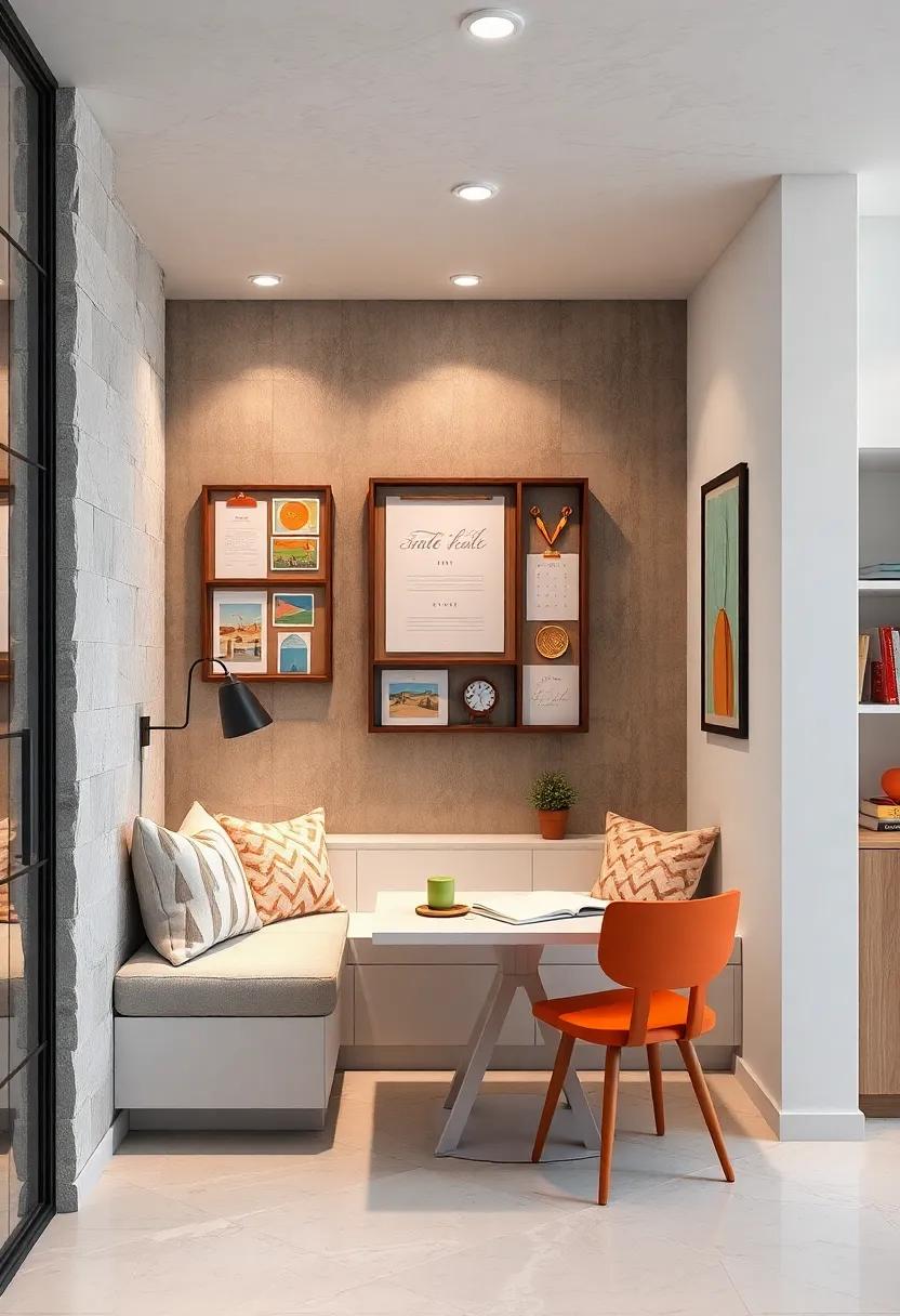 Artistic Display Boards Highlighting Kids' Achievements and Creative Projects in the Study Nook