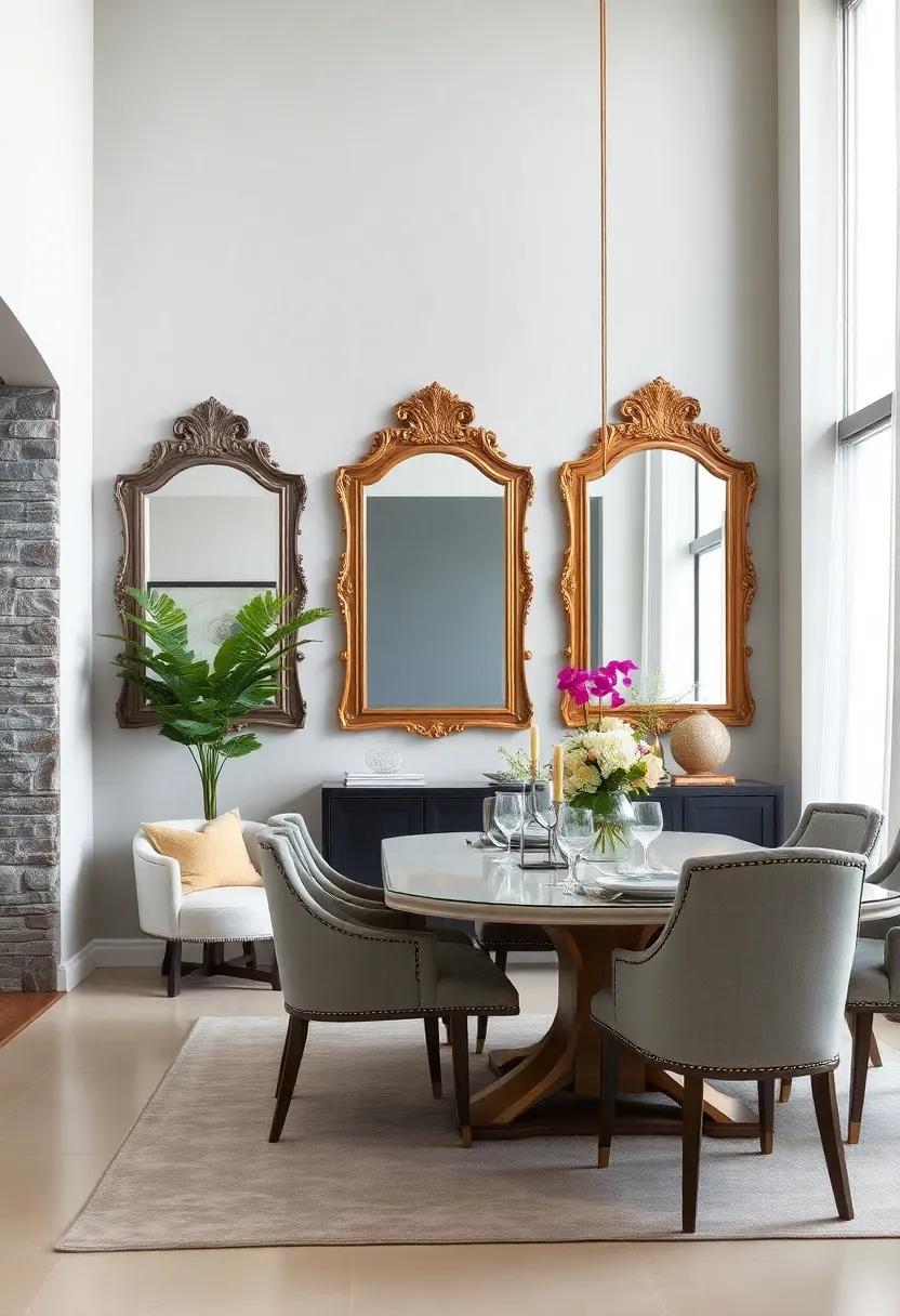 Highlighting Statement Mirrors Featuring Ornate Frames Against Simple, Monochromatic Walls