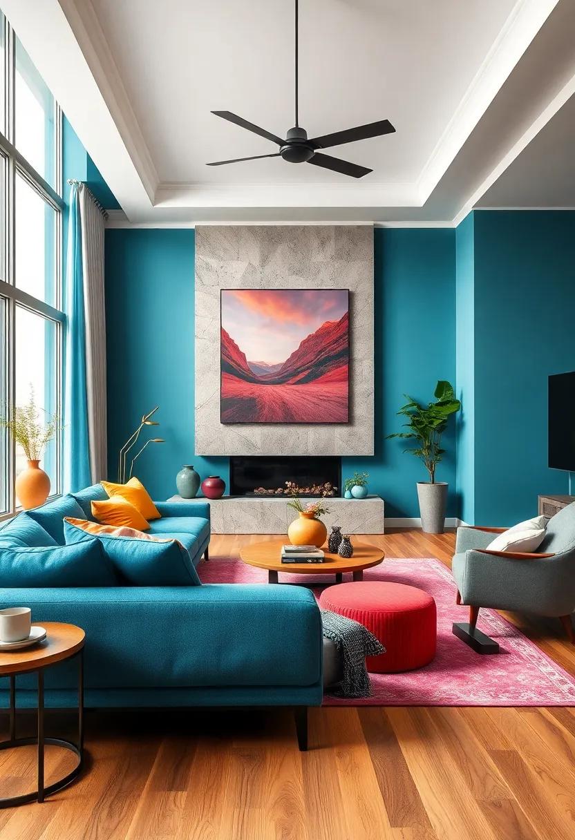 Teal Blue Accents Creating a Balancing Fusion of Calmness and Energy to Relaxing Spaces