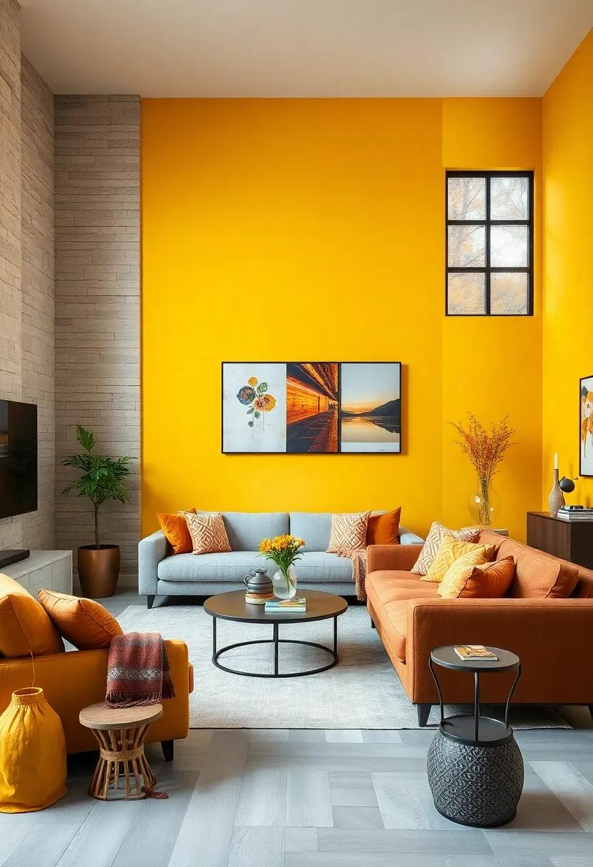 Goldenrod Yellow Walls Lending a Touch of Sunshine and Cheerfulness During Winter Months