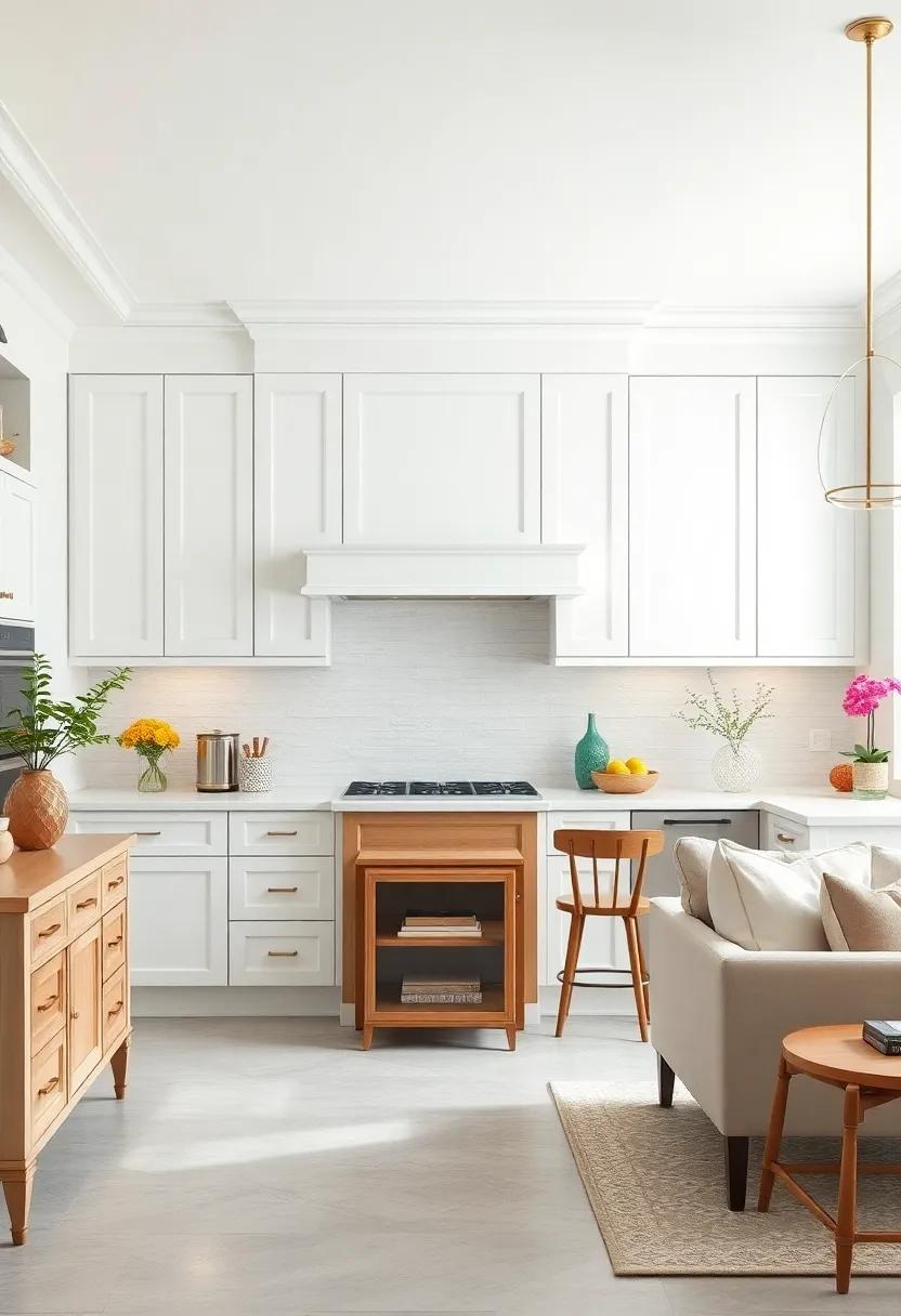 Architectural Details Like Crown Molding Punctuating White Kitchen Cabinetry With Grace