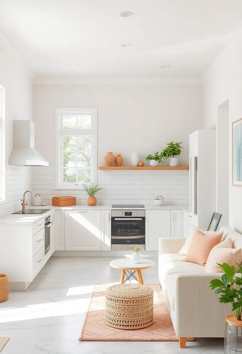 Bright White Kitchen with Soft Pastel Accents Providing a Fresh and Inviting Atmosphere