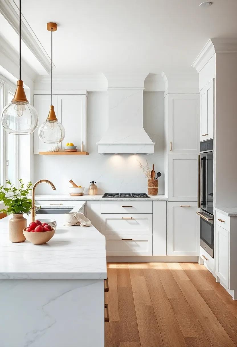 Elegant White Marble Countertops With Gray Veining Balancing Classic and Contemporary Feel