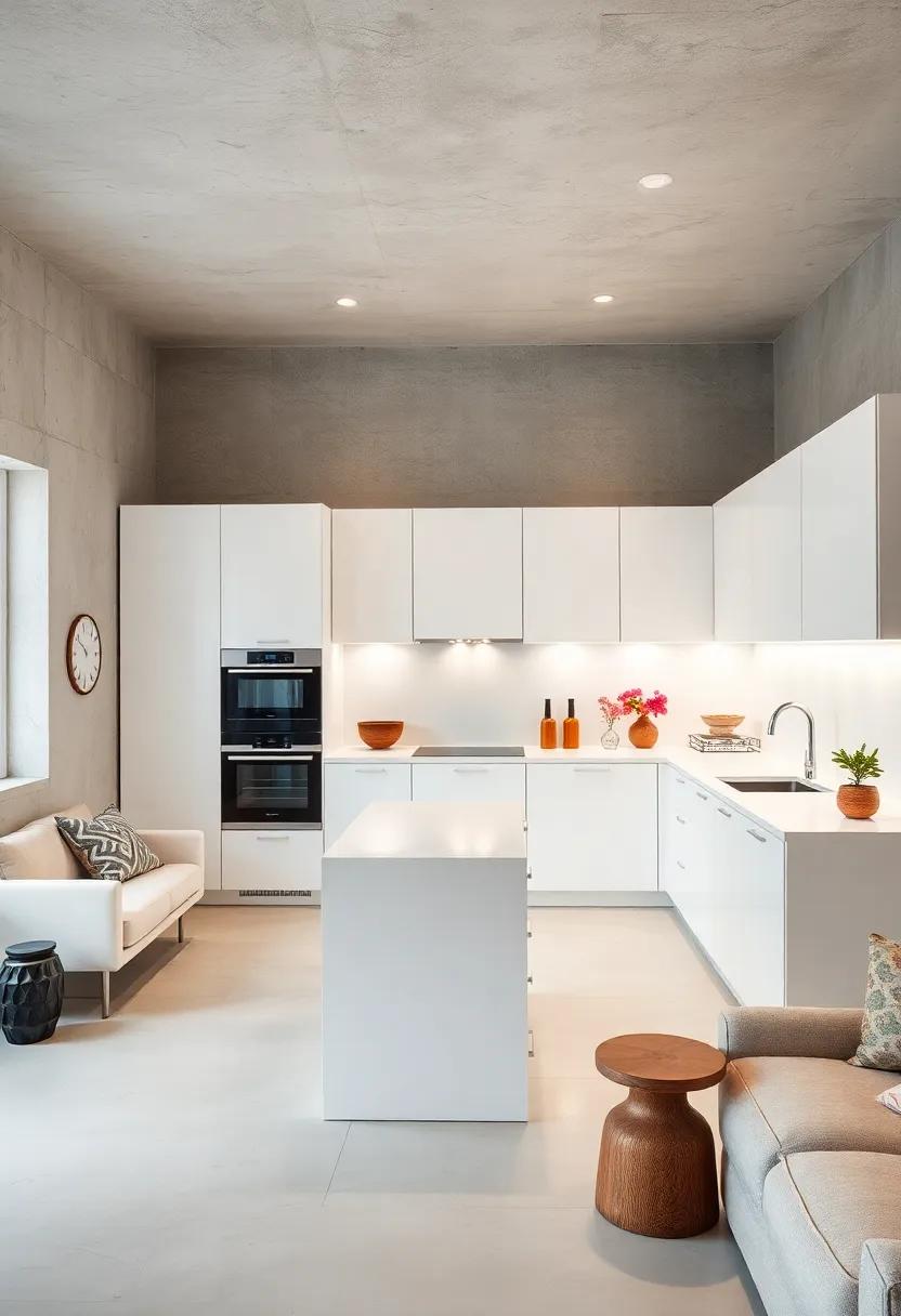 White Kitchen Designs With Integrated Appliances Offering a Streamlined, Futuristic Appeal