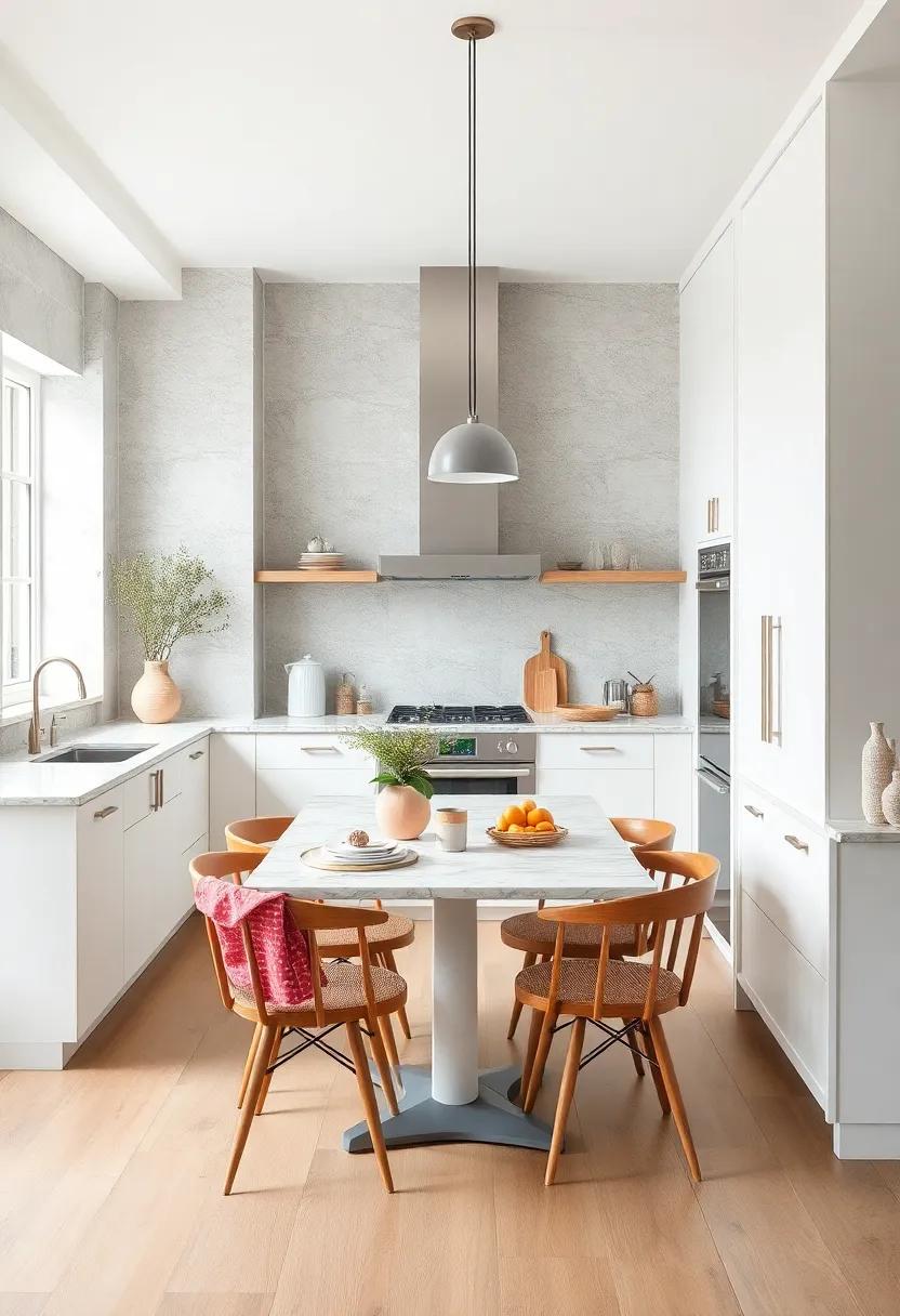 White Kitchens Incorporating Subtle Gray Tones in Fixtures for Understated Depth and Texture