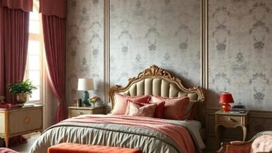 Opulent Victorian Maximalist Bedroom: Rich Fabrics and Gleaming Gold Accents