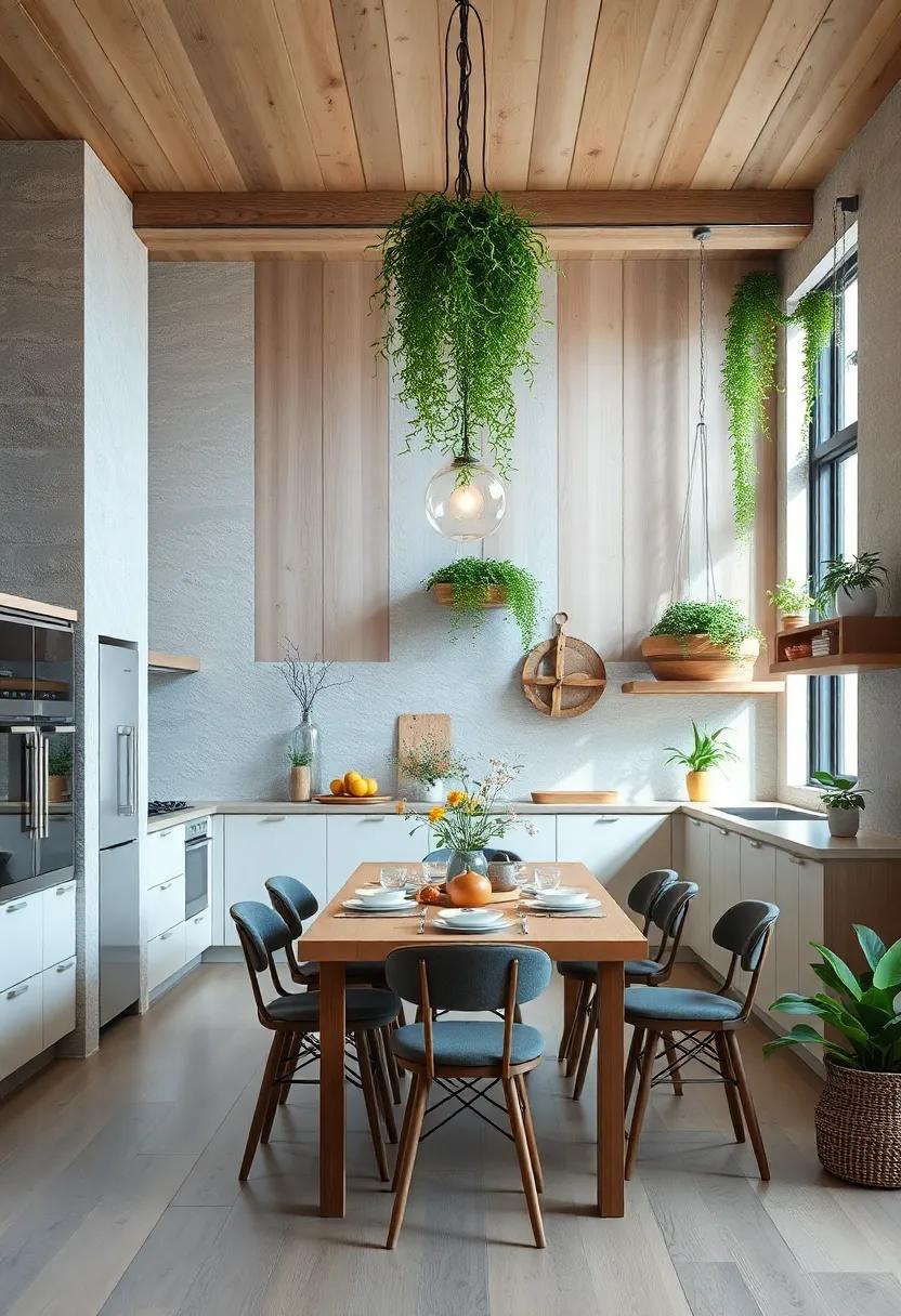 Light-Drenched Kitchens Featuring Pale Maple Wood and Wispy Hanging Greenery