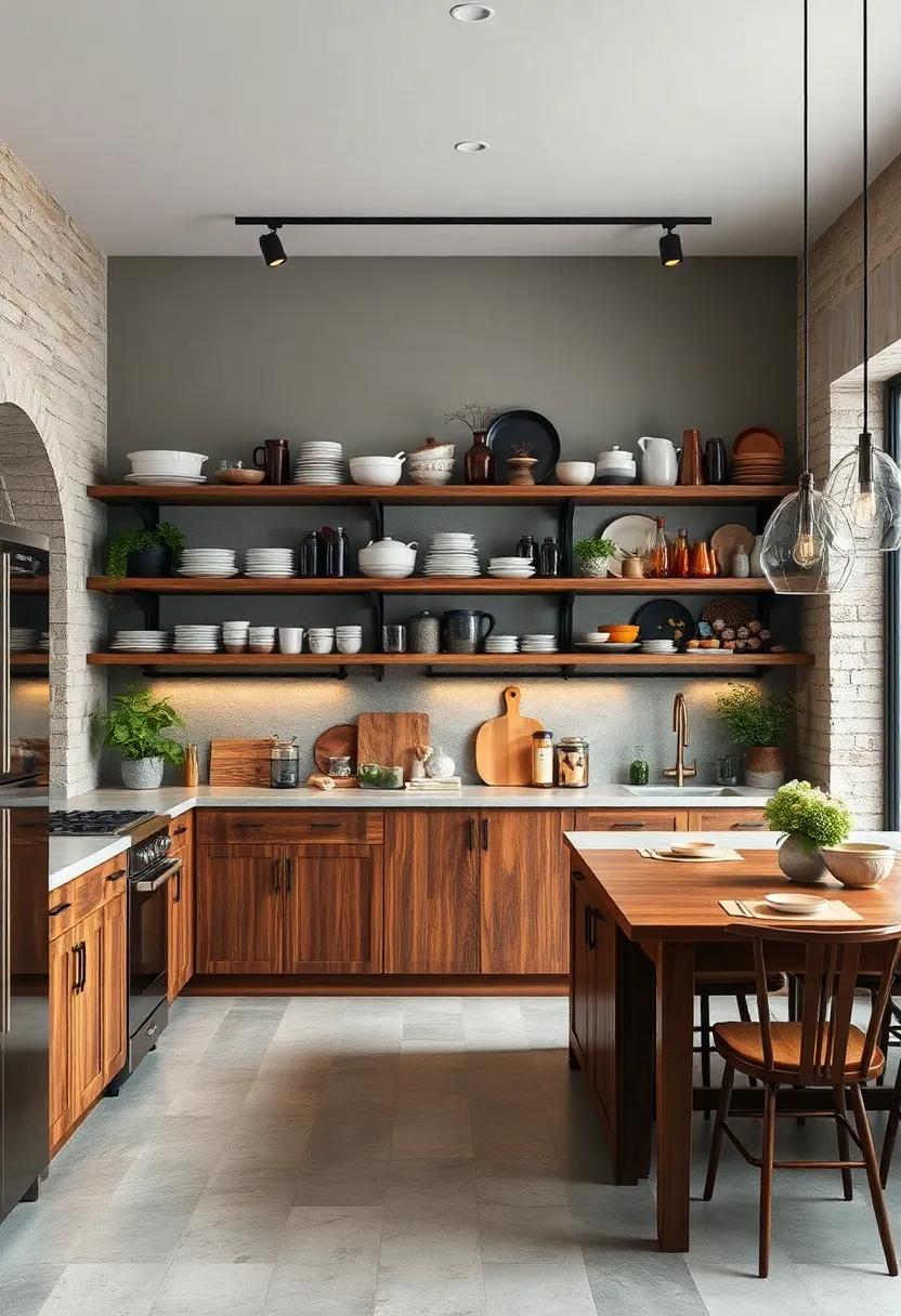 Reclaimed Industrial Shelving Showcasing Mixed Media Kitchenware To Celebrate Eclectic Function And Form