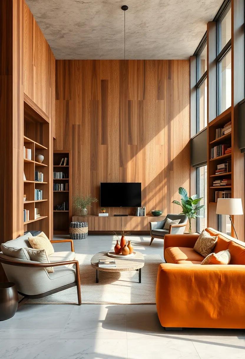Textured Wood Paneling Bringing Depth and Warmth to Eclectic Home Libraries