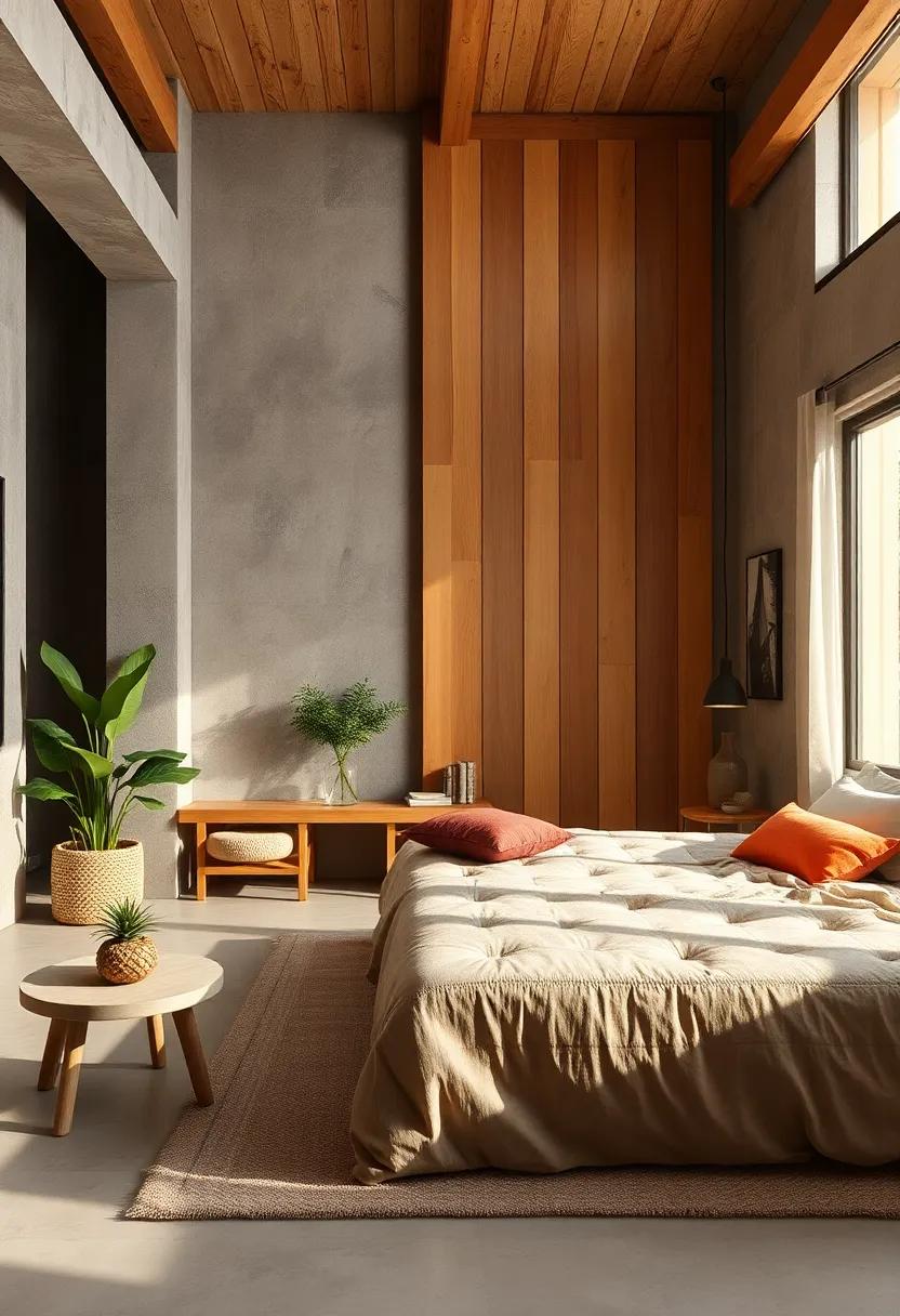 Earthy Tones of Wood Harmonizing with Bold Eclectic Color Palettes for Balanced Design