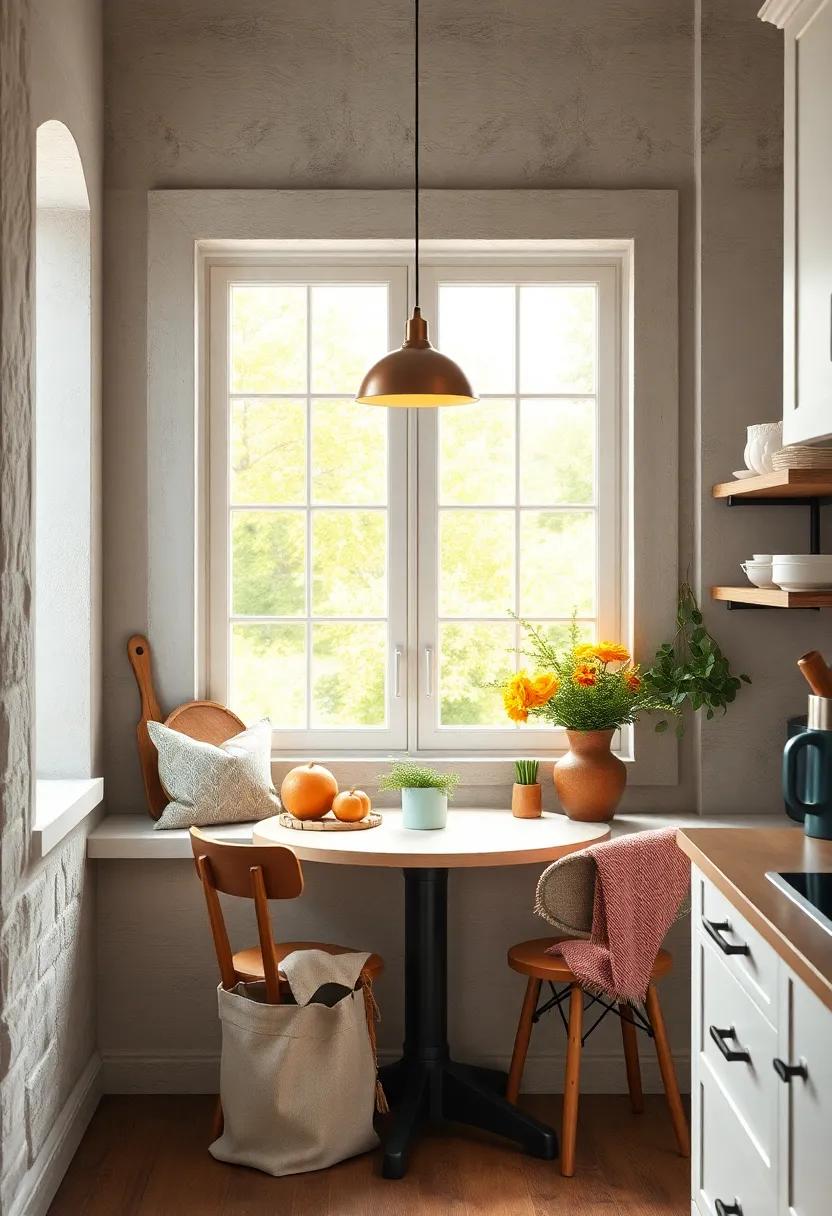 Classic Farmhouse Window Panes Framing a Cozy Morning Breakfast Nook Scene