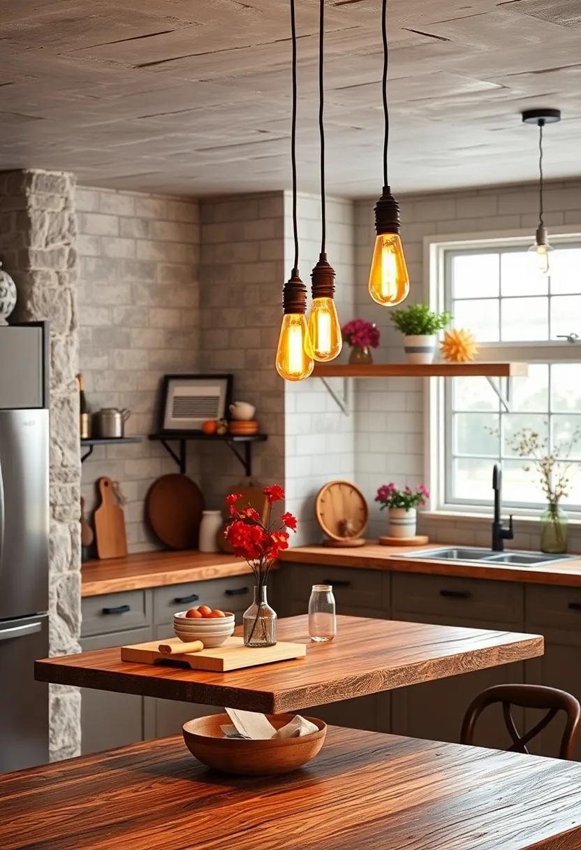 Farmhouse Pendant Lighting with Exposed Edison Bulbs Casting Warm Ambiance