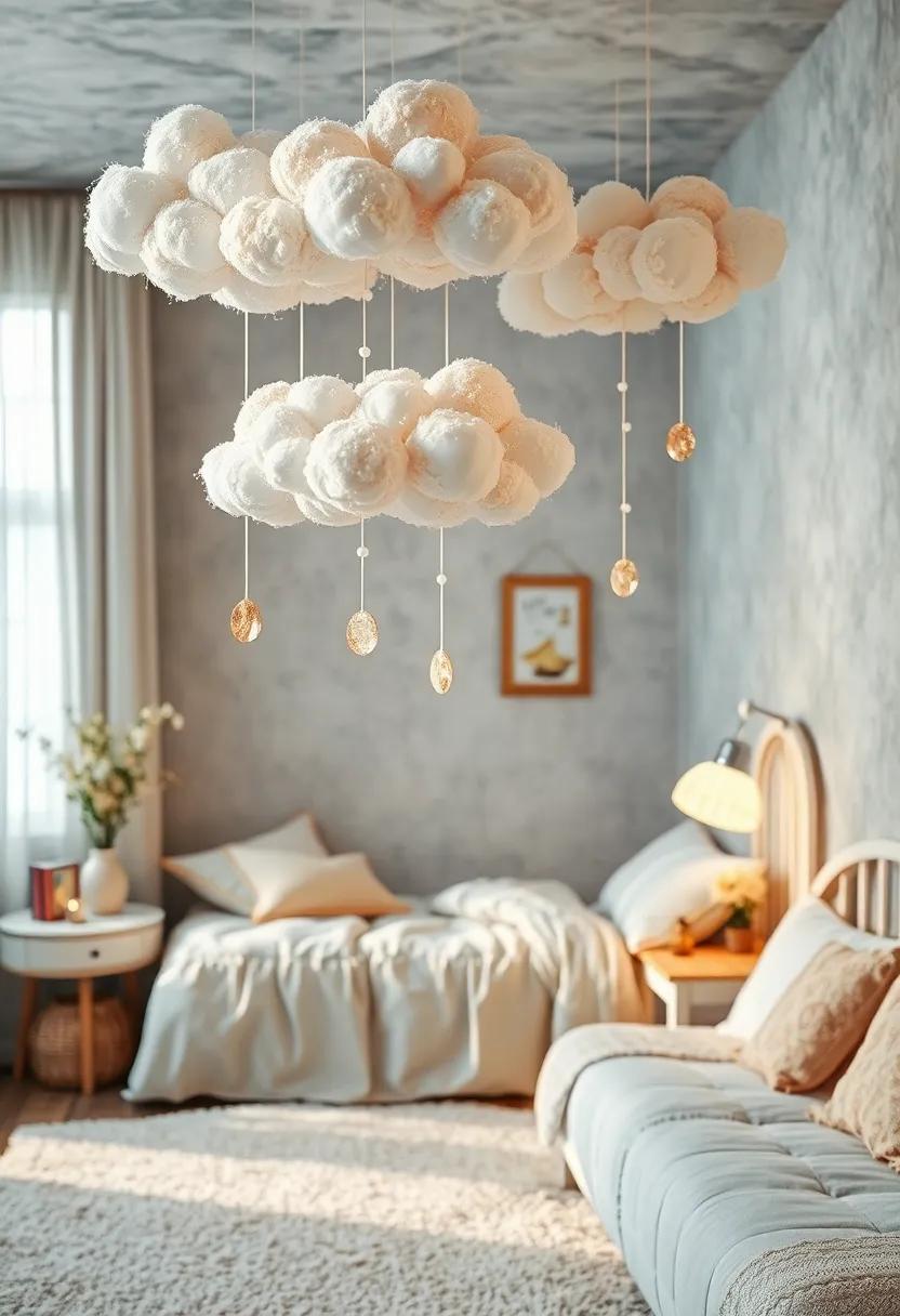 Enchanting Tree Stump Seats Painted in Soft Colors and Decorated with Mushrooms and Tiny Animals