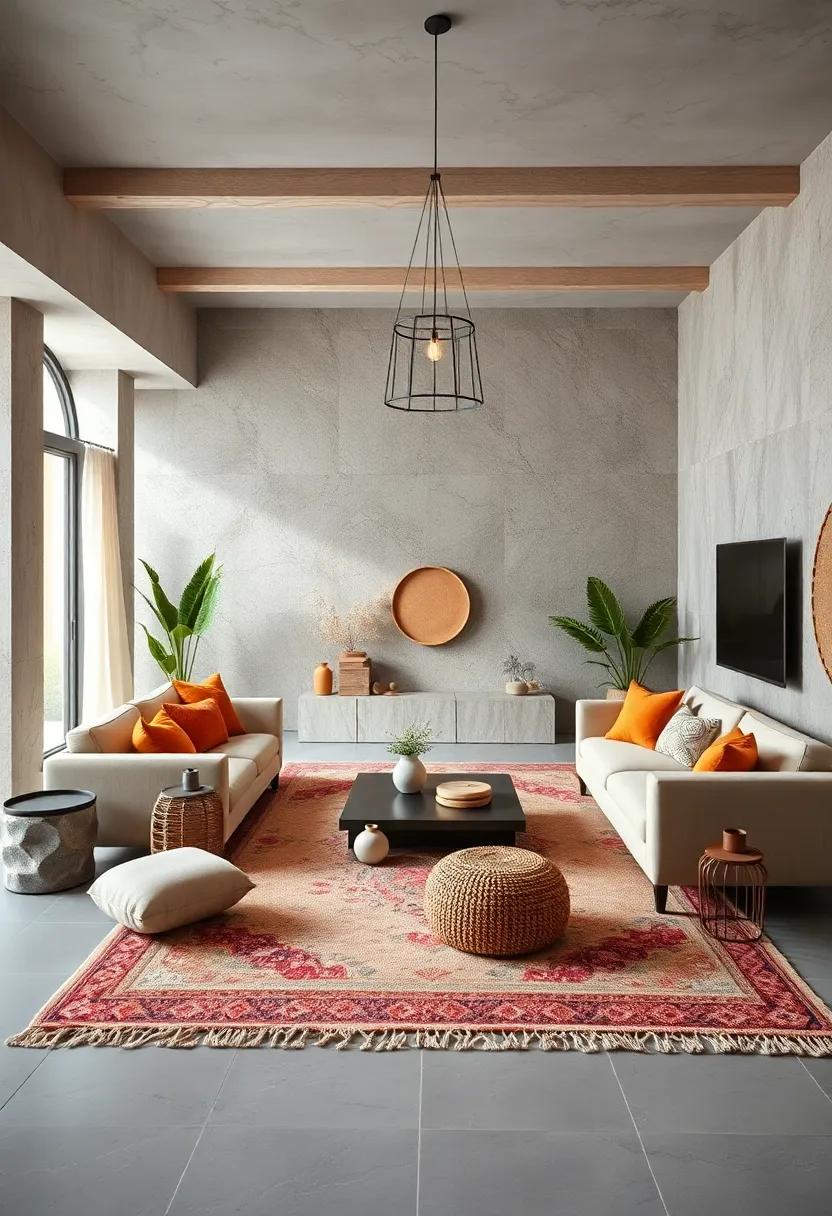 Elevate Your Living Room with Plush Natural Fiber Rugs and Earthy Boho Patterns