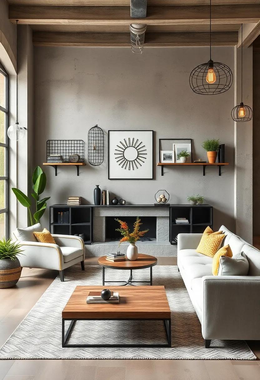 Soften Harsh Lines by Integrating Industrial Wire Baskets and Edison Bulb Fixtures on Walls