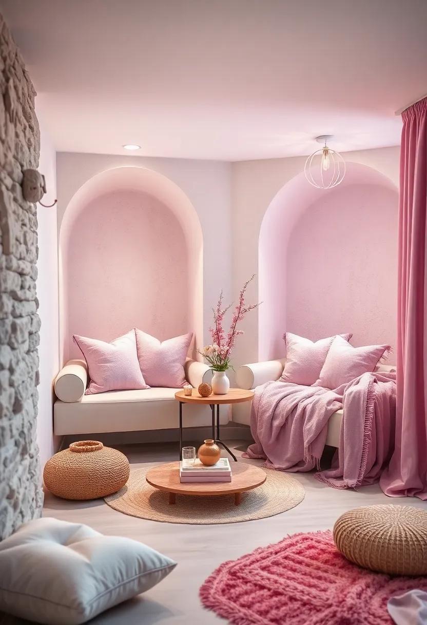 Cozy Reading Nooks Adorned With Lavender Cushions and Blush Throws Inviting Quiet Moments of Relaxation