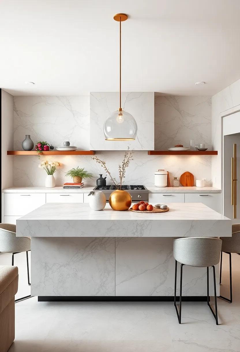 The Visionary Island Centerpiece Featuring Marble and Brass Accents for a Contemporary Luxe Kitchen