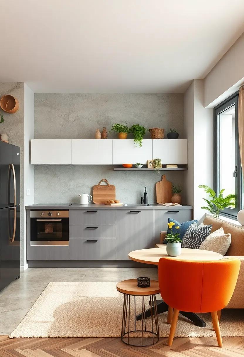 Blending Warm Natural Materials and Soft Lighting to Enhance Small Kitchen Ambiance and Inviting Atmosphere