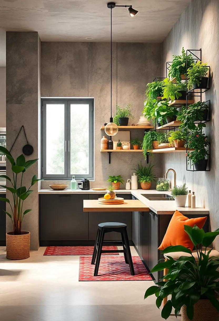 Incorporating Vertical Herb Gardens and Indoor Plant Walls to Bring Freshness and Life into Small Kitchen Corners