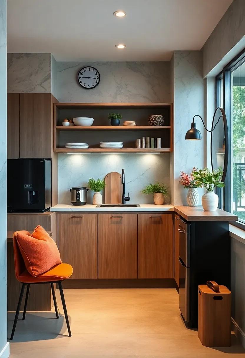 Transforming Narrow Kitchen Corners into Functional Nooks with Customized Foldable Surfaces and Compact Appliances