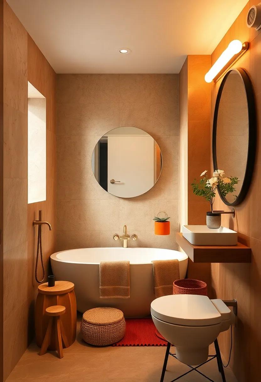 Matte Brass Hardware That Blends Perfectly with Warm Color Palettes in Small Bathrooms
