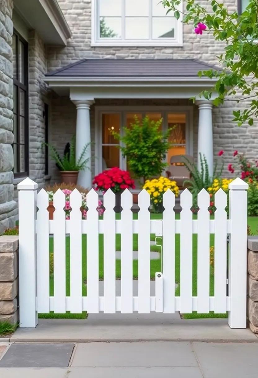 Elegant White Picket Fence Designs Framing Lush Green Lawns with Vibrant Seasonal Flowers