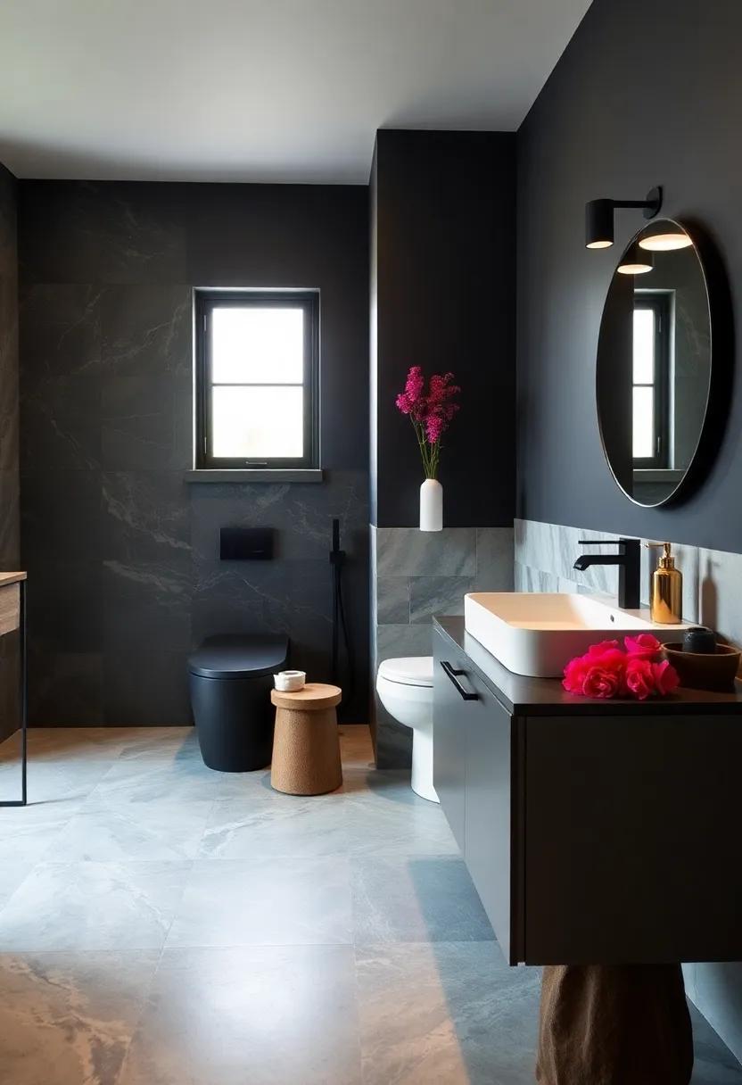 Matte Black Accents Blending Edge And Sophistication In Contemporary Bathrooms
