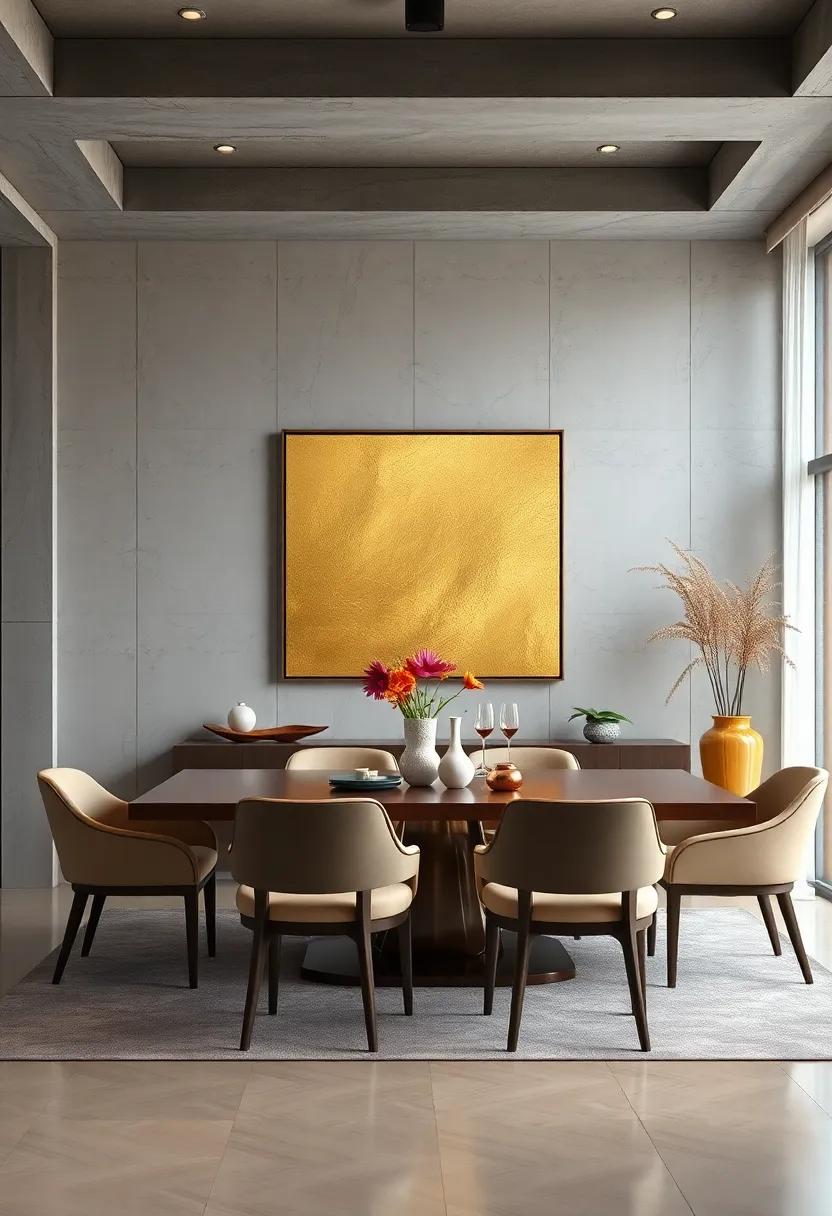 Luxury Gold Leaf Wall Art for a Touch of Elegance and Glamour in Formal Dining Rooms