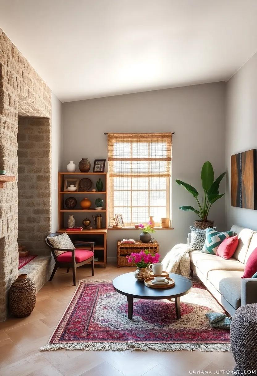 Global Traveler's Storage Nooks Filled with Moroccan Lanterns, Handmade Ceramics, and Layered Rugs