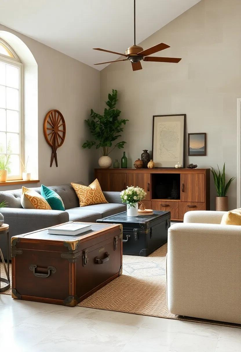 Innovative Storage Ideas Using Vintage Trunks and Suitcases as Unique Functional Accents