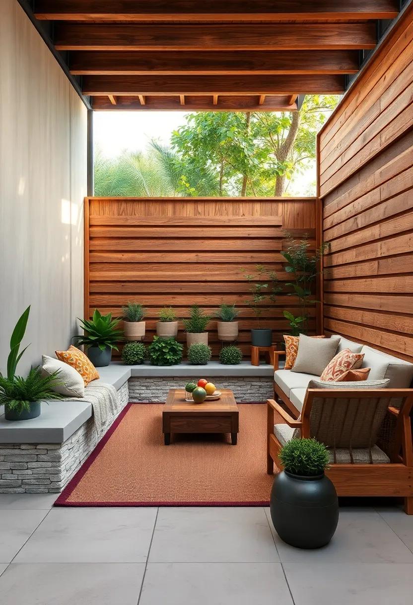 Multi-Level Wooden Fences With Step Seating and Planter Boxes Crafting Inviting Outdoor Retreats