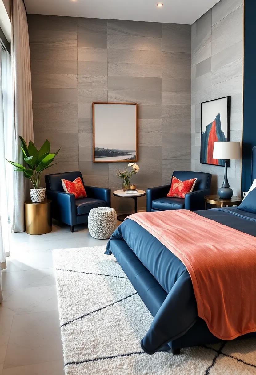 The Timeless Appeal Of Navy Blue Leather Armchairs In A Cozy Bedroom Corner Setting