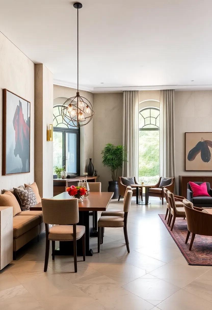 Textural Contrasts In Dining Furnishings To Define Functional Areas Subtly Yet Effectively