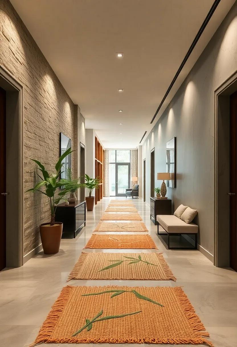 Natural Fiber Mats Positioned Strategically to Catch Dirt and Compliment Organic Drop Zone Themes