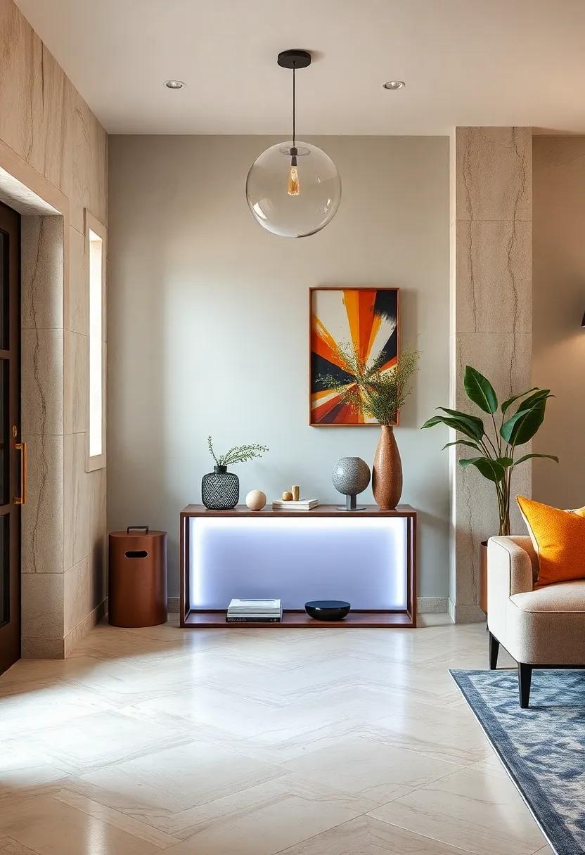 Slim Console Tables with Built-In LED Lighting to Highlight Decor and Brighten Up Dim Entryway Corners