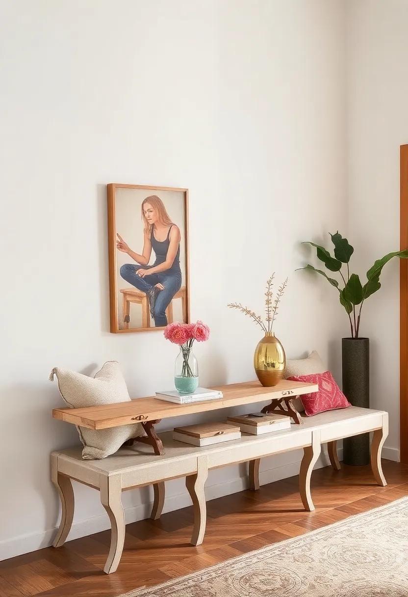 Vintage-Inspired Slim Console Tables with Curved Legs and Distressed Paint for Rustic Entryway Appeal