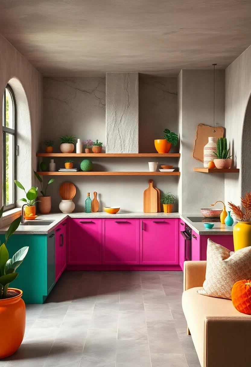 Delightful Mix of Bright Pastel Accessories Enhancing Airiness and Cheerfulness in Tropical Kitchens