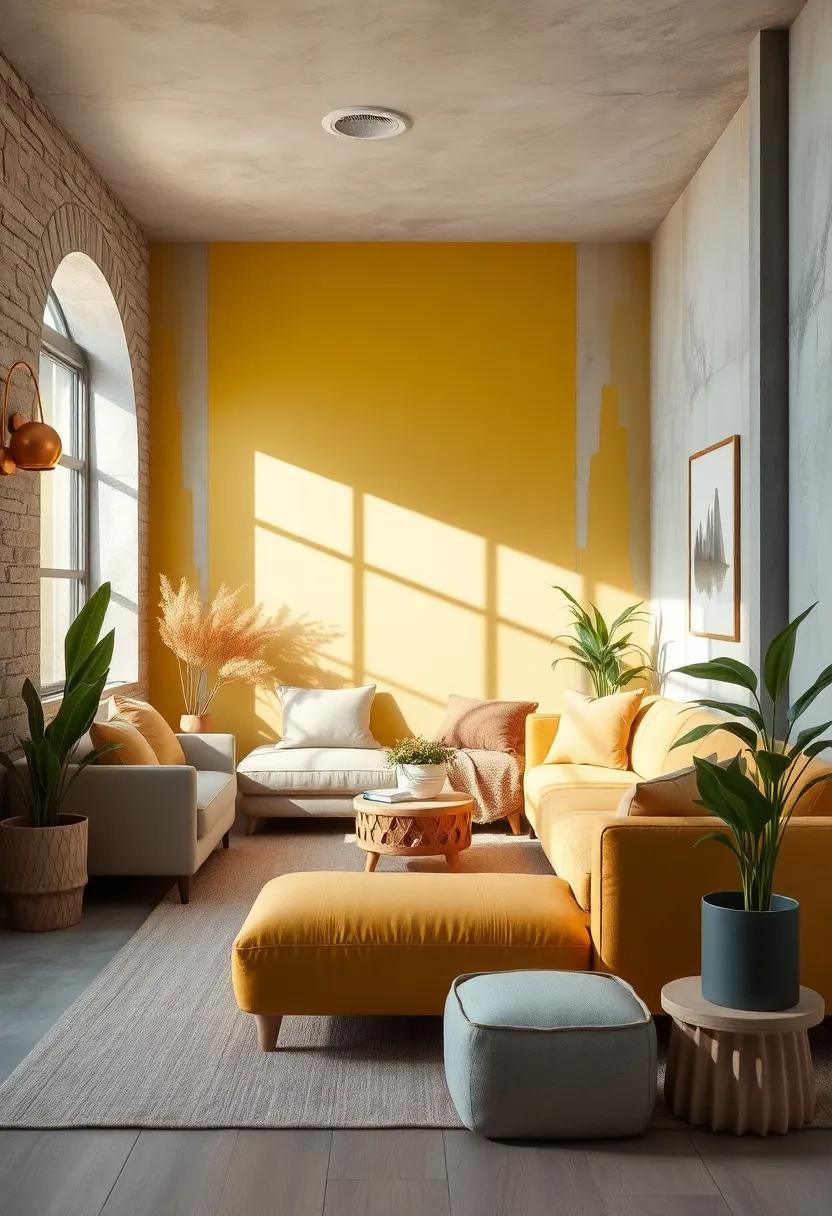 Integrating Organic Elements Like Wood and Plants to Blend Yellow and Grey into a Natural Gender-Neutral Palette