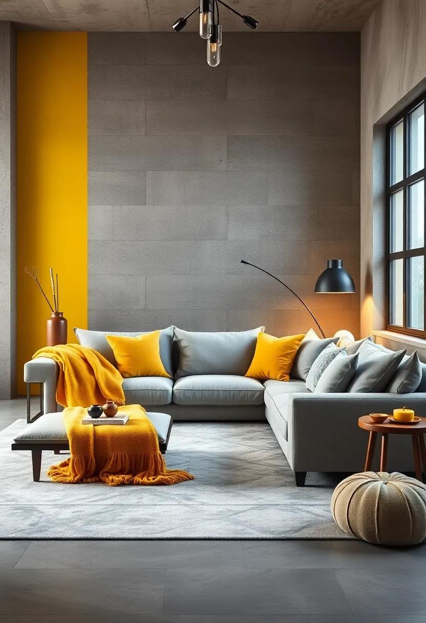 Using Soft Grey Upholstery with Yellow Throw Blankets for Cozy Layered Comfort