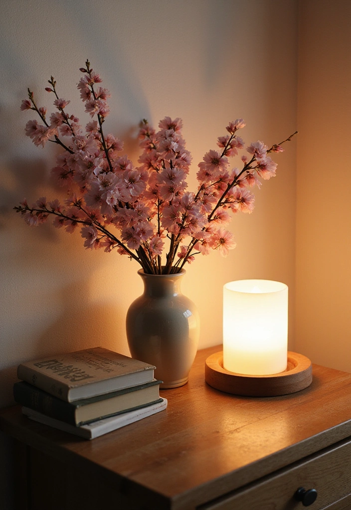 Cherry Blossom Nightstand Decor
