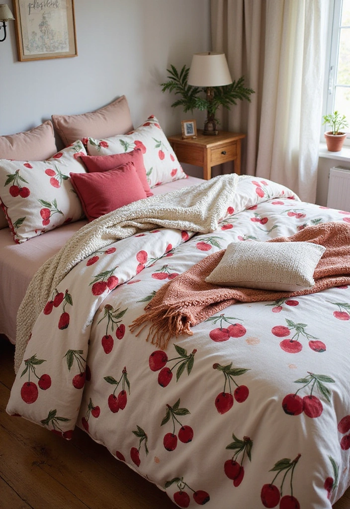 Cherry Motif Bedspread