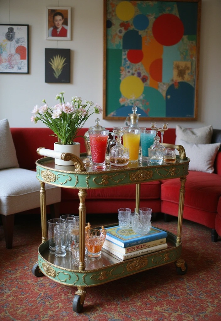 Vintage Bar Carts for Maximalist Decor