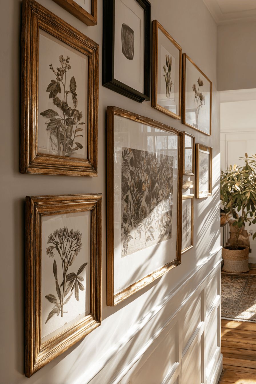 Vintage Botanical Art in Antique Frames