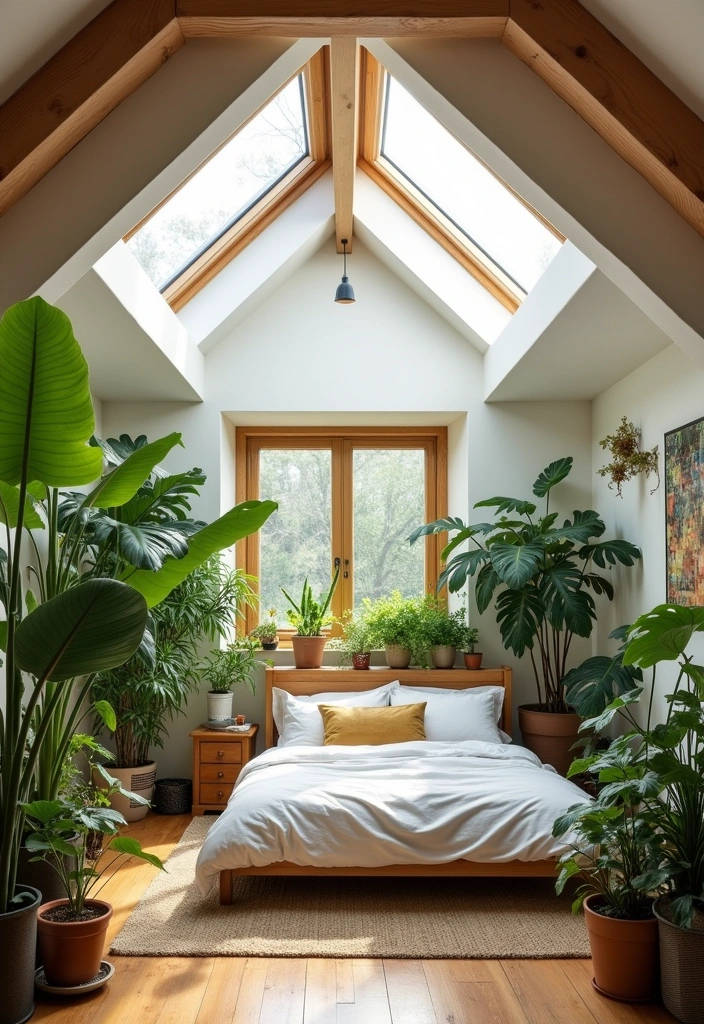 Skylights to Enhance Natural Light in Botanical Bedroom