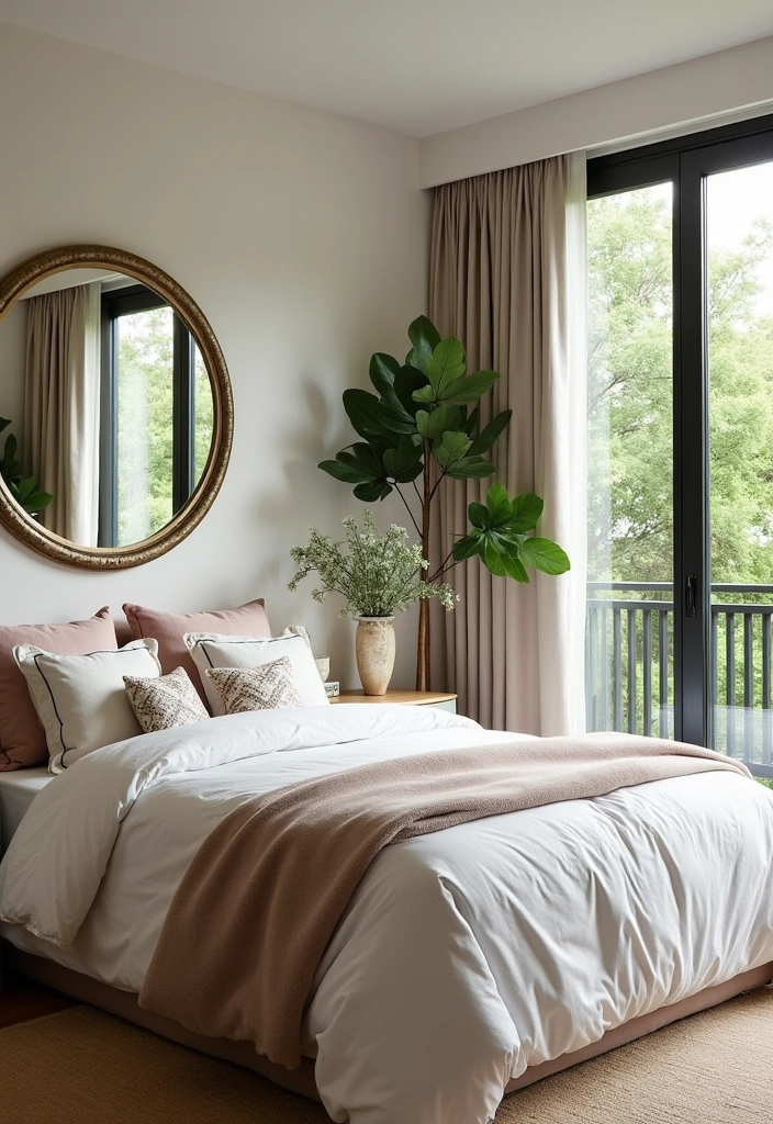 Use Reflective Surfaces to Brighten Botanical Bedroom
