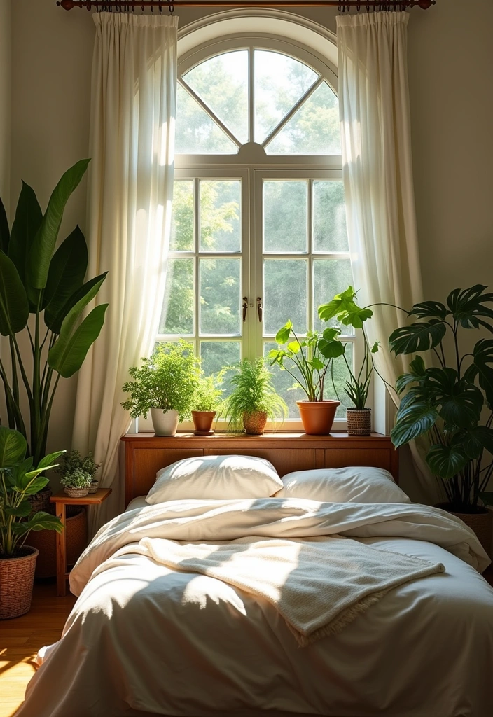 Bright Botanical Bedroom with Natural Light