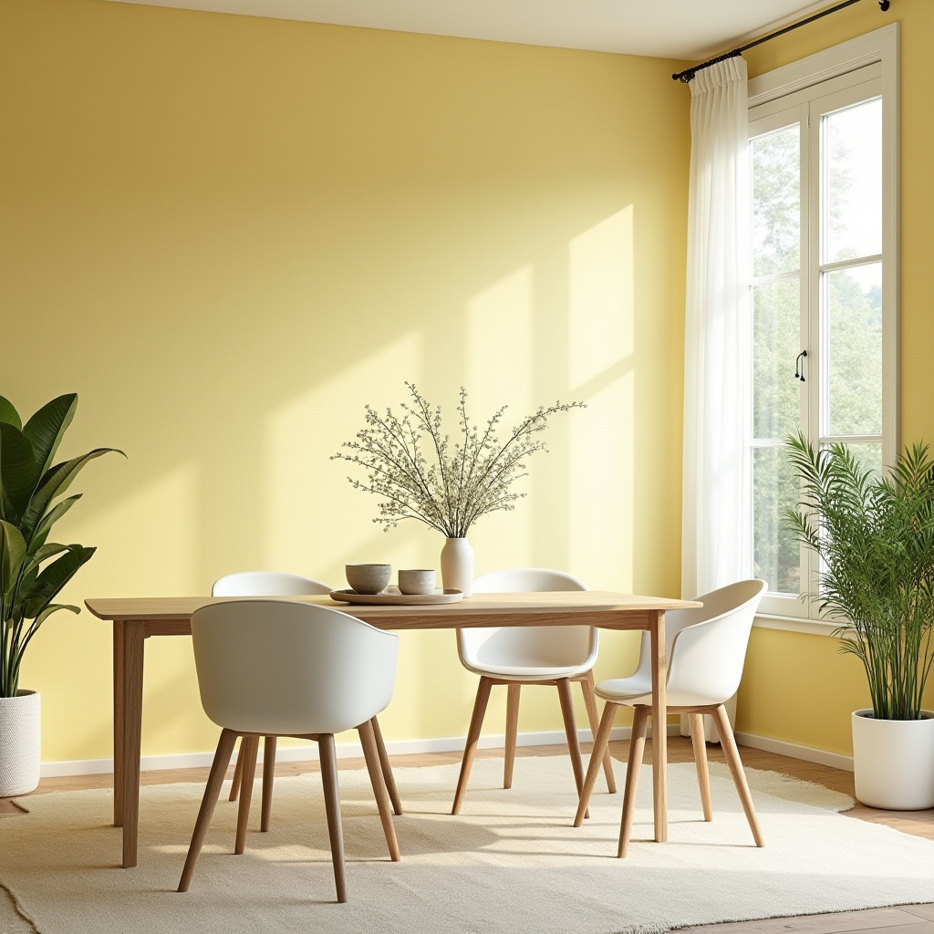 Scandinavian yellow dining room