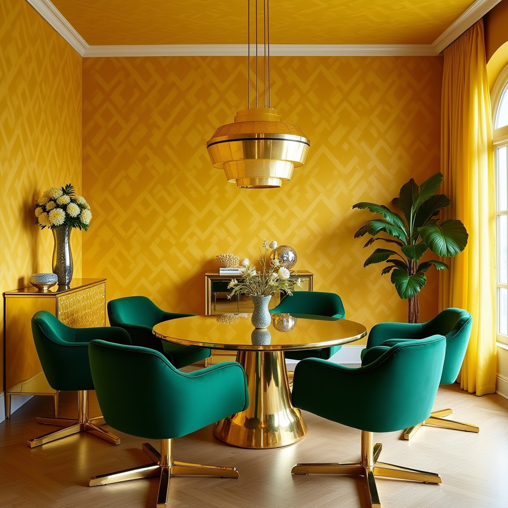 Art deco yellow dining room