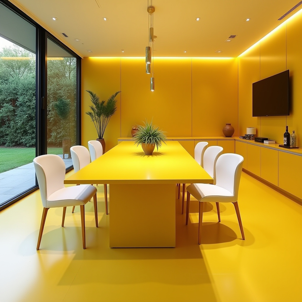 Contemporary yellow dining room